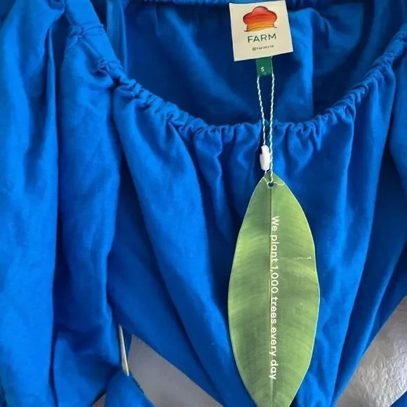 Farm Rio  Blue Tie Knot Midi Dress Small - Picture 8 of 10